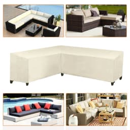 Beige Outdoor L Shape Corner Sofa Cover Waterproof Rattan Corner Furniture Cover V Shape Sofa Table Chair Protective Dust Covers