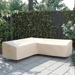 Beige Outdoor L Shape Corner Sofa Cover Waterproof Rattan Corner Furniture Cover V Shape Sofa Table Chair Protective Dust Covers