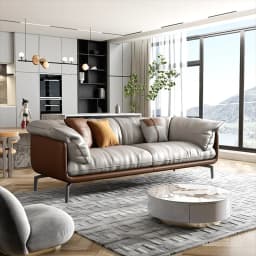 Nordic Simple Soft Sofa Vintage Brown Girl 3 Seater Designer Sofa Leather Love Seat Muebles Para Salas Modernos Home Furniture