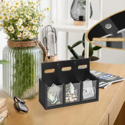 Wooden Give Save Spend Money Saving Box for Kids, Countertop Kid Piggy Bank for Daily Cash, Wall-Mount Kids Bank Black