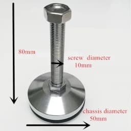 High Quality Furniture support leg M8 / M10 / M12 Adjustable Foot Cups with 40mm / 50mm Diameter rubber non-slip pad Hardware