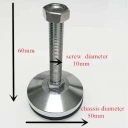 High Quality Furniture support leg M8 / M10 / M12 Adjustable Foot Cups with 40mm / 50mm Diameter rubber non-slip pad Hardware