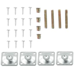 4 Set Metal Leg Fixing Mounting Plates Feet Angled Level Brackets with Dowel Screws Table Sofa Chairs Pads Furniture Hardware