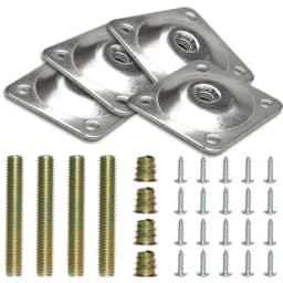 4 Set Metal Leg Fixing Mounting Plates Feet Angled Level Brackets with Dowel Screws Table Sofa Chairs Pads Furniture Hardware