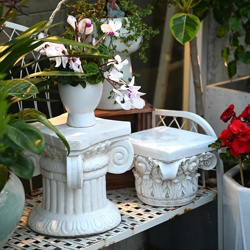 European Roman Column Flower Base, Retro Creative Plant Rack, Courtyard Balcony Display Stand, Photography Props, Wedding Decor