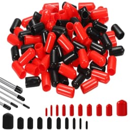 5-50pcs Rubber End Caps, Vinyl End Caps with Black and Red Screws, Bolts, Screws, Rubber Thread Protectors, Safety Covers