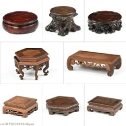 Vintage Wooden Carved Flower Pot And Vase Display Base Mini Sculpture Handicraft Display Stand Garden Plant Fish Tank Stand