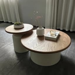 Wooden Round Coffee Table Minimalist Bedside Stand Creamy Nordic Living Room and Balcony Side Table for Small Spaces