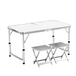 Aluminum Camping Table With Four Stools Folding Outdoor Table and Chair Set