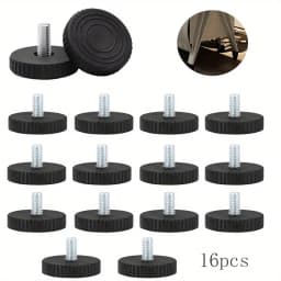 16pcs Adjustable Leveling Chair Leg Feet M8 Furniture Mat Screw-in Base Sofa Bed Cabinet Table Floor Protector Anti-slip Pad