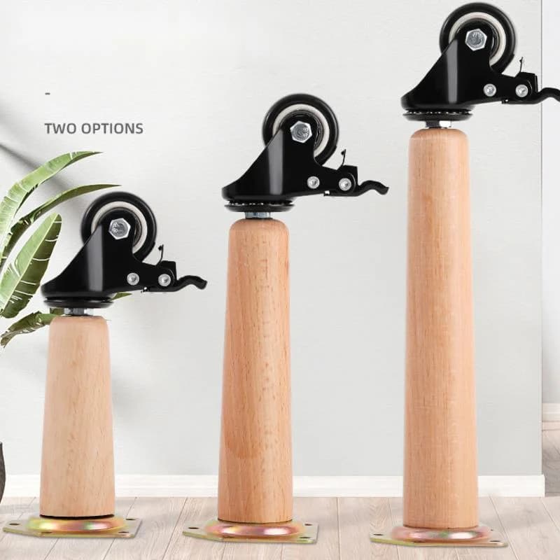 Solid Wood Table Leg Bracket with Pulley Moving Tea Table Sofa Cabinet Legs Can Be Mobile Office Square Table Foot