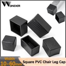 Black Square Chair Leg Caps PVC Non-slip Table Foot Dust Cover Socks Floor Protector Pads Pipe Plugs