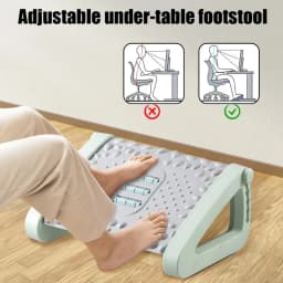 Office Footrest Adjustable Under Desk Footstool with Rollers Plastic Footrest Stool Comfortable Massage Pad for Home Office