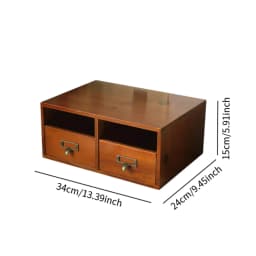 Wooden Makeup Cosmetic Skincare Organizer with Lid and Drawer Desk Riser Stand Vanity Drawer for Home Office Countertop Dresser