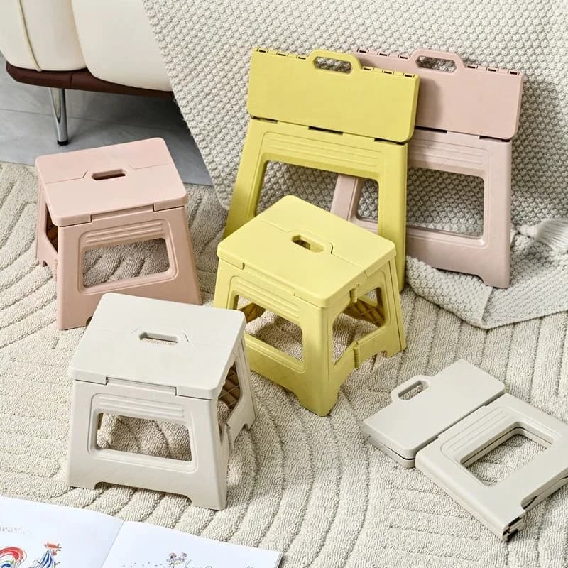 Lightweight Folding Step Stool Multi Purpose Handheld Thickened Footstool Non-Slip Plastic Small Benches Kitchen