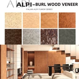 ALPI New Burl Wood Veneer Sheets Artistic Wood Patterns for Furniture Cabinet Doors Interiors Panel L: 2.5Meterx58cm T:0.3/0.5mm