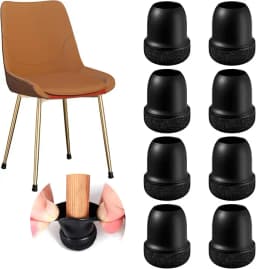 8PCS Round Chair Leg Floor Protectors Foot Cover Diagonal Silicone Furniture Black Table Feet for Hardwood Table Protect Floor