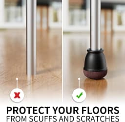 8PCS Round Chair Leg Floor Protectors Foot Cover Diagonal Silicone Furniture Black Table Feet for Hardwood Table Protect Floor