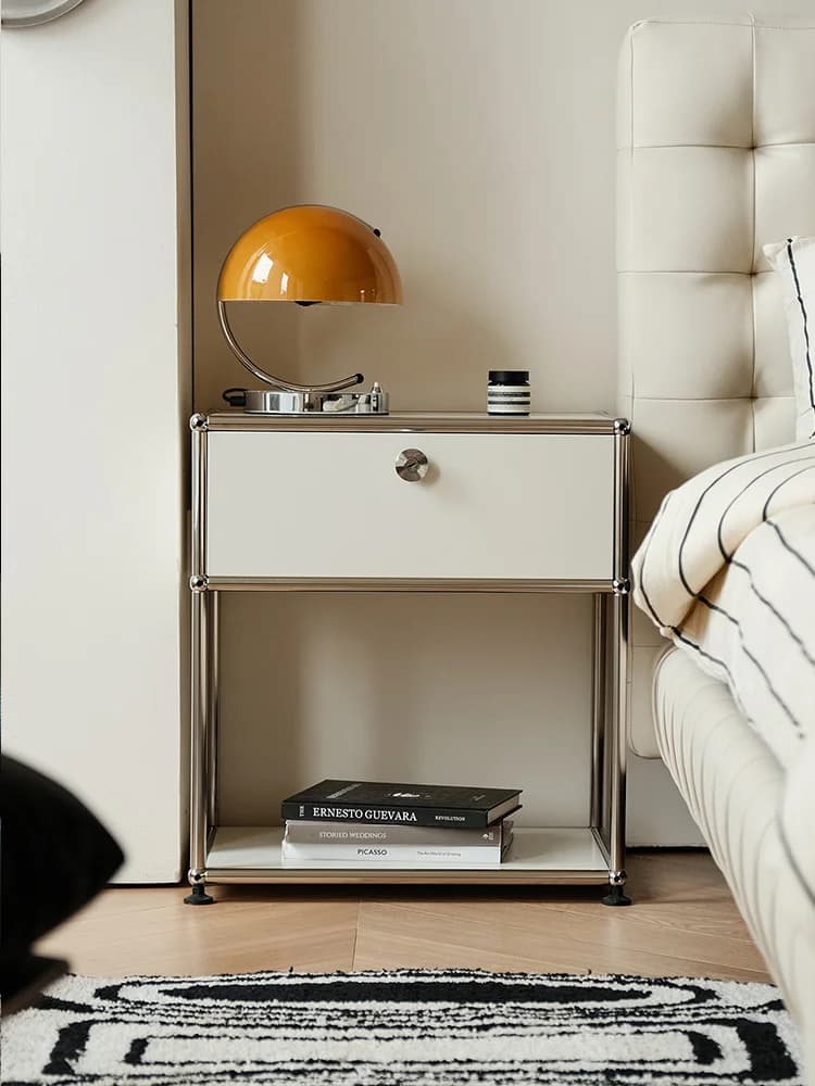 Stainless Steel Metal Nightstands Storage Cabinets Living Room Cabinets Bedroom Furniture