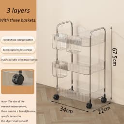 Mobile Storage Trolley 2/3/4 Tiers Acrylic Trolley With Wheel Multilayer Transparent Storage Rack Living Room Snack Storages