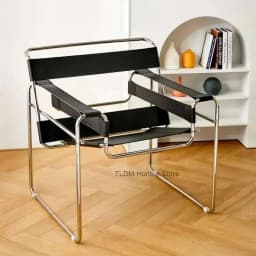Vasily Chair Designer Recliner Chair Stainless Steel Saddle Leather Armchair Nordic Leisure Chair Medieval Style Single Chair
