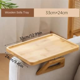 Space Saving Wooden Folding Sofa Table Anti-slip Clip-On Couch Arm Side Holder Convenient High Load-bearing Capacity