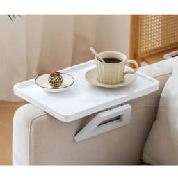 Space Saving Wooden Folding Sofa Table Anti-slip Clip-On Couch Arm Side Holder Convenient High Load-bearing Capacity
