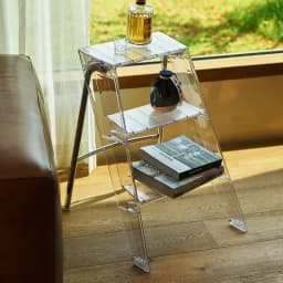 Home Nordic Household Multifunctional Ladder Transparent Folding Room Non-slip Pedal Ladder Built-in Herringbone Ladder