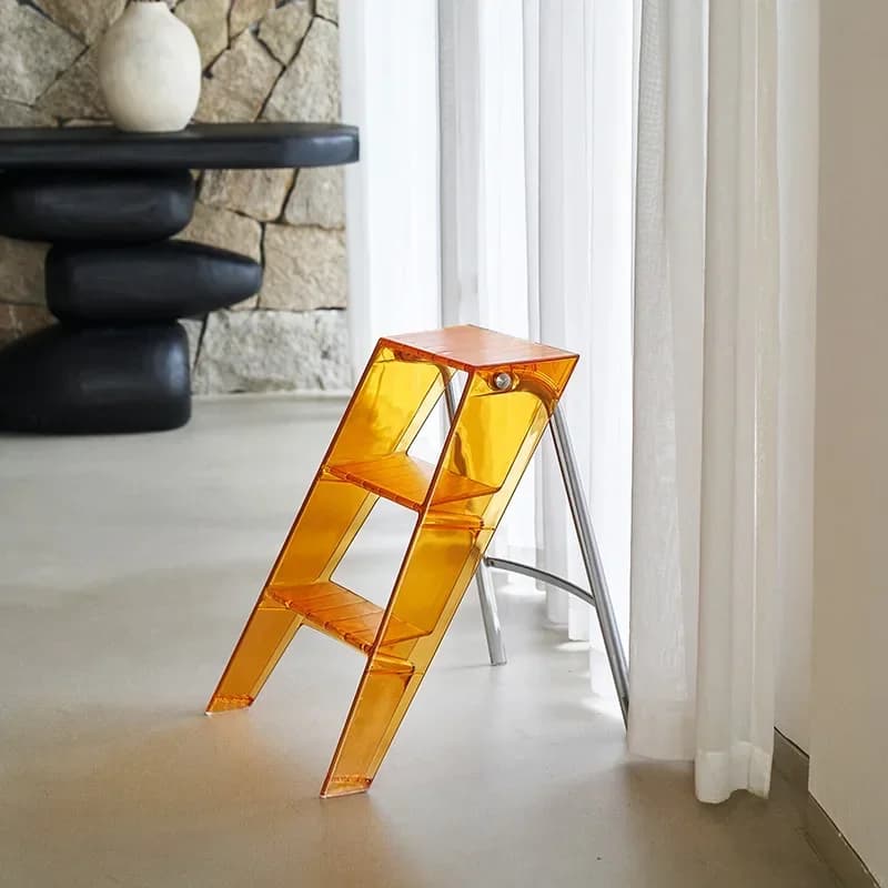 Home Nordic Household Multifunctional Ladder Transparent Folding Room Non-slip Pedal Ladder Built-in Herringbone Ladder