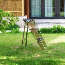 Home Nordic Household Multifunctional Ladder Transparent Folding Room Non-slip Pedal Ladder Built-in Herringbone Ladder