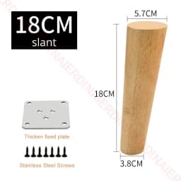 NAIERDI 1PC 8-60cm Round Wood Furniture Legs Natural Solid Wooden Replacement Table Feets Cabinet Bed Sofa Leg Stainless Plates