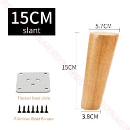 NAIERDI 1PC 8-60cm Round Wood Furniture Legs Natural Solid Wooden Replacement Table Feets Cabinet Bed Sofa Leg Stainless Plates