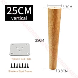 NAIERDI 1PC 8-60cm Round Wood Furniture Legs Natural Solid Wooden Replacement Table Feets Cabinet Bed Sofa Leg Stainless Plates