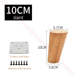 NAIERDI 1PC 8-60cm Round Wood Furniture Legs Natural Solid Wooden Replacement Table Feets Cabinet Bed Sofa Leg Stainless Plates