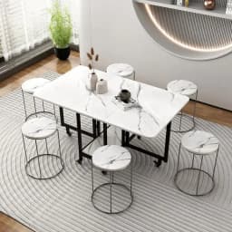 Folding Dining Table Set - Movable for Small Apartment Living Room