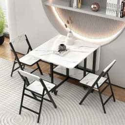 Folding Dining Table Set - Movable for Small Apartment Living Room