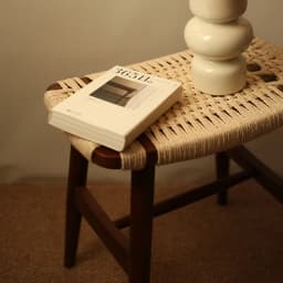 French Solid Wood Shoe Stool Woven Rattan Side Table Compact Dressing Table Ottoman Versatile Bedside Cabinet
