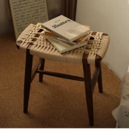 French Solid Wood Shoe Stool Woven Rattan Side Table Compact Dressing Table Ottoman Versatile Bedside Cabinet