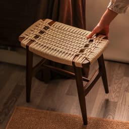 French Solid Wood Shoe Stool Woven Rattan Side Table Compact Dressing Table Ottoman Versatile Bedside Cabinet
