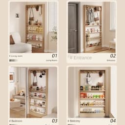 Door-Back Ultra-Thin Bookshelf Solid Wood No-Drill Storage Cabinet Children's Book Rack Wall-Mounted Space-Saving Coat Rack