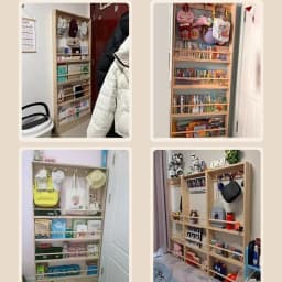 Door-Back Ultra-Thin Bookshelf Solid Wood No-Drill Storage Cabinet Children's Book Rack Wall-Mounted Space-Saving Coat Rack