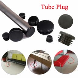 10pcs/pack Black Round Plastic Plug In Round Pipe Steel Pipe Inner Sleeve Plug Head Table Chair Foot Pad