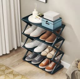 3-Tier Stackable Shoe Rack, Foldable X-Design Plastic Organizer for Entryway Bedroom Dorm, Easy Assembly Space Saving