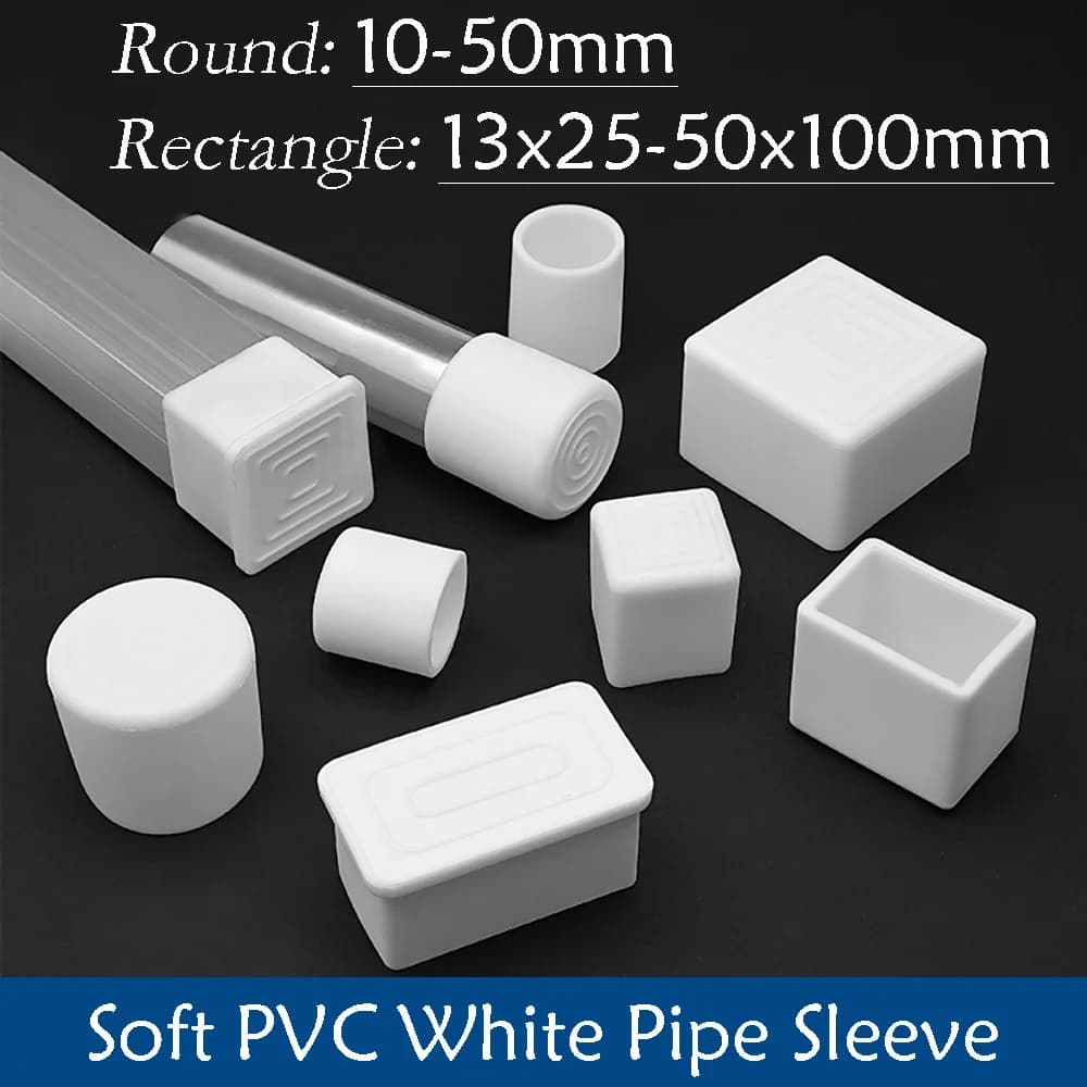 2-100Pcs Round Square Rectangular Chair Leg Caps White Furniture Foot Table End Covers Pipe Plug Floor Protector Non-slip Cover