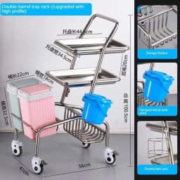 Thickened 304 Stainless Steel Auxiliary Cart with Wheels Multifunctional Medical Tray Rack Organizer Cart Medical Tool Trolley