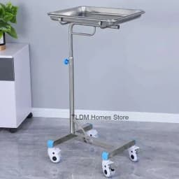 Thickened 304 Stainless Steel Auxiliary Cart with Wheels Multifunctional Medical Tray Rack Organizer Cart Medical Tool Trolley