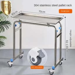 Thickened 304 Stainless Steel Auxiliary Cart with Wheels Multifunctional Medical Tray Rack Organizer Cart Medical Tool Trolley
