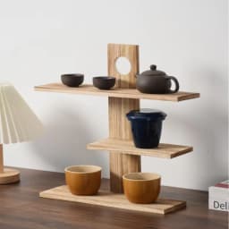 3-4 Layers Chinese Style Storage Holders Solid Wood Retro Design Wooden Tea Set Rack Tea Set Multi-Layer Tea Cup Display Shelf