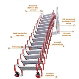Multifunctional Home Furniture Invisible Folding Ladder Indoor Outdoor Telescopic Stairs Aluminum Alloy Thickened Ladders