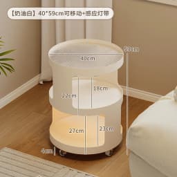 Home Furniture Creative Small Round Glass Sofa Side Table Movable Side Cabinet Simple Iron Tea Table Trolley Roller Storage Rack